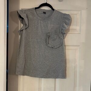 SHEIN Gray Ruffle Sleeve Tee Medium
